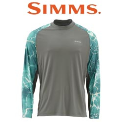 Simms Solarflex Crewneck Prints River Rapid Pewter