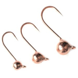 Вольфрамовая джиг-головка HAO  CARBIDE на крючках Hayabusa FLY 372, 3 шт., Copper