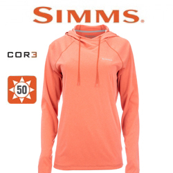 Simms Women's Solarflex Hoody, Smoked Salmon Heather