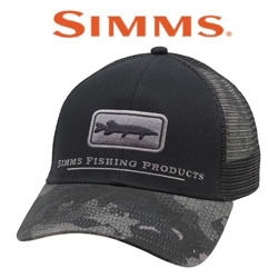 Simms Musky Icon Trucker, Hex Flo Camo Carbon