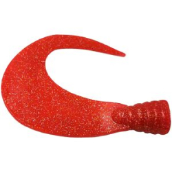 Хвост твистерный Strike Pro Big Sickle Tail Большой серп 12см (развернутый 16см) 20гр. цвет красный с блестками 2шт