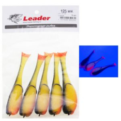 Рыбка поролоновая Leader оснащенная на двойнике 125 мм. Цвет 23 UV упак. 5 шт.