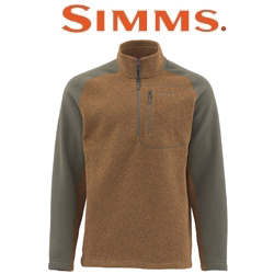 Simms Rivershed Sweater Quarter Zip Saddle Brown