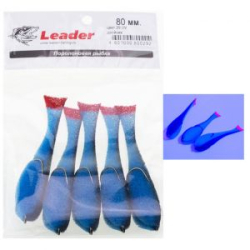Рыбка поролоновая Leader оснащенная на двойнике 80 мм. Цвет 29 UV упак. 5 шт.