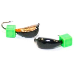 Мормышка Уралка рифлёная №2 (чм)+ куб лат зеленый(0,7)