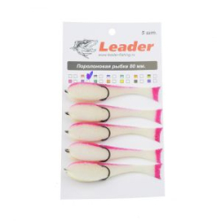 Рыбка поролоновая Leader оснащенная на двойнике 80 мм. Цвет 03 упак. 5 шт.