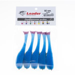 Рыбка поролоновая Leader оснащенная на офсетном крючке 90 мм. Синяя