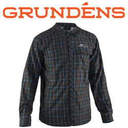 Grundens Fly Bridge Long Sleeve Dark Slate Plaid