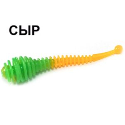 Силиконовая приманка Boroda Baits Antares Junior Double Color цв. Зелёный/Оранжевый,  аттр. Сыр, 8 шт./уп.