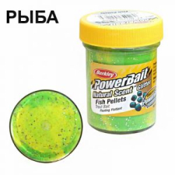 Паста форелевая Berkley Powerbait Dough Natural Scent FISH PELLET - FLUO GREEN YELLOW, 1239482