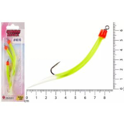 Крючок оснащенный кембриком HIGASHI Gummi Makk #4/0 (set-3pcs) (#03 Yellow)