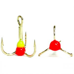 Крючки ''Тройник ''Капля'' №4, Золото, цвет 04 желто-красный, VD-092C (BN)'', 10 шт/уп