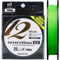 Леска плетеная Daiwa UVF Morethan Sensor 12Braid EX +Si [Green] 200m #1.2 (27lb)