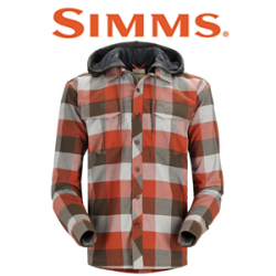 Simms Coldweather Hoody, Clay Buffalo Plaid