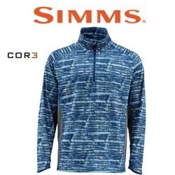 Simms Solarflex 1/2 Zip LS Shirt, Water Print Dusk