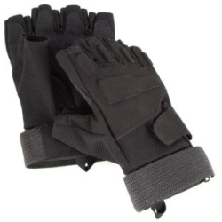 Перчатки треккинговые Следопыт Tactic, без пальцев, с защит. накладками, черные, размер M