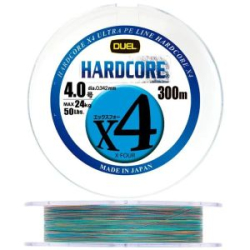 Плетеный шнур Duel PE Hardcore X4 300м 5Color-Yellow marking #3,0 (0,296мм) 19,0kg