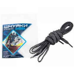 Шнурки для обуви "Сибирский Следопыт" плоские, цв. черно-серый, ширина 0,7 см., длина 120 см