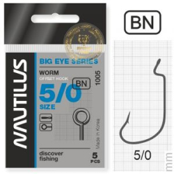 Крючок офсетный Nautilus Offset Big Eye Series Worm 1005 №5/0