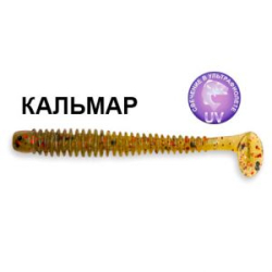 Силиконовая приманка Crazy Fish Vibro Worm 3-50-68-6 кальмар цв. black/red watermelon (чёрн/красн. арбуз)