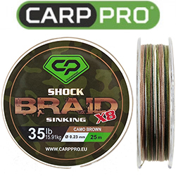 Carp Pro Diamond Shock Braid PE X8 коричневый 25м