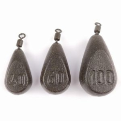 Грузило Капля плоская с впаянным вертлюгом F-Fishing 50г 2шт БР (FBCD-50)