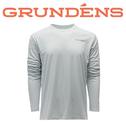 Grundens Logo Anchor LS Tech Tee, Grey Mist