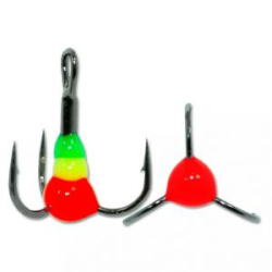 Крючок Тройник "Капля" Vido Craft №10, цвет 07 зелено-желто-красн., VD-092C (BN), 10 шт/уп