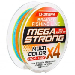 Шнур плетёный Chimera Megastrong Multicolor X4 100m # 0.25mm. 13.64kg.