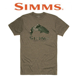 Simms Trout Hex Flo Camo T-Shirt Olive Heather