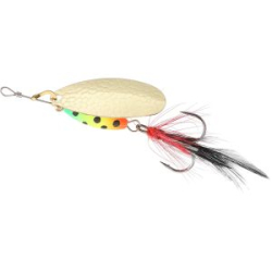 Блесна вращающаяся Mikado M-Grub с кисточкой №2 ( 7гр.) цвет GOLD/FIRETIGER (PMB-GRU-2-FT-G)