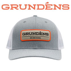 Grundens We Are Fishing Trucker, Heather Grey/White