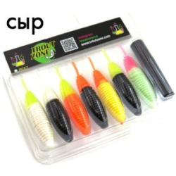 Мягкая приманка Trout Zone Plamp 2,5" Сыр МИКС-4 двухцветный