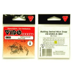 Вертлюг с карабином Vido Craft Rolling Swivel With Nice Snap (BLN) № 6, 10 шт/уп VD-RSNS-6(10)