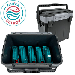 Ящик зимний Fish'ka "Практик" с ручкой в комплекте с 10-ю жерлицами
