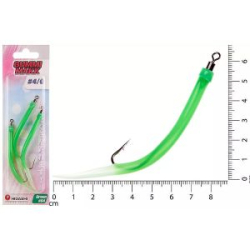 Крючок оснащенный кембриком HIGASHI Gummi Makk #4/0 (set-3pcs) (#04 Green)