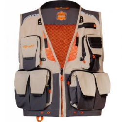 Жилет рыбацкий Graff (329-B-1) бежевый с серым, ткань (Bratex) р.L