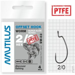 Крючок офсетный Nautilus Offset Super Slide Series Worm SS-03PTFE №2/0