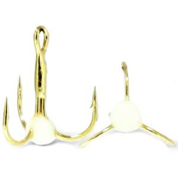 Крючки ''Тройник ''Капля'' №4, Золото, цвет 03 люминофор, VD-092C (BN)'', 10 шт/уп