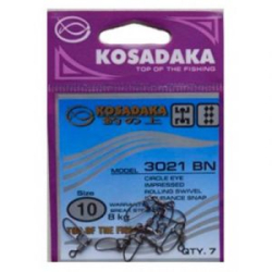 Вертлюг роликовый с "insurance snap" №4 26kg (5шт.) Kosadaka 3021BN-4