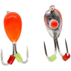 Мормышка вольфрамовая КОЗА Mikado "ICE BUG" 0,85гр, 4 х 9,5мм, кр.Hayabusa {4шт} оранжево-серебр. с глазом (AM-POD-003-4-OS)