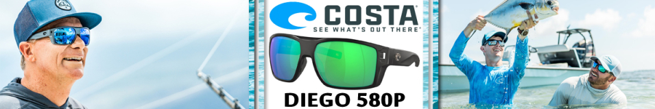 Costa Diego 580P Matte Black/Green Mirror 580P