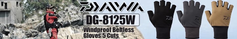 Daiwa DG-8125W Windproof Beltless Gloves 5 Cuts [Black]