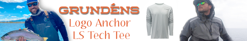 Grundens Logo Anchor LS Tech Tee, Grey Mist