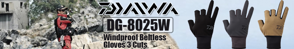 Daiwa DG-8025W Windproof Beltless Gloves 3 Cuts [Black]