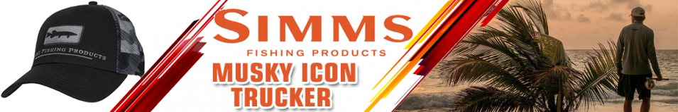 Simms Musky Icon Trucker, Woodland Camo Storm