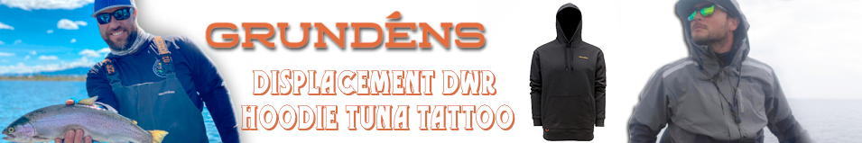 Grundens Displacement DWR Hoodie Tuna Tattoo, Black