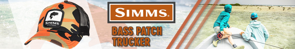 Simms Bass Patch Trucker, Woodland Camo Flame