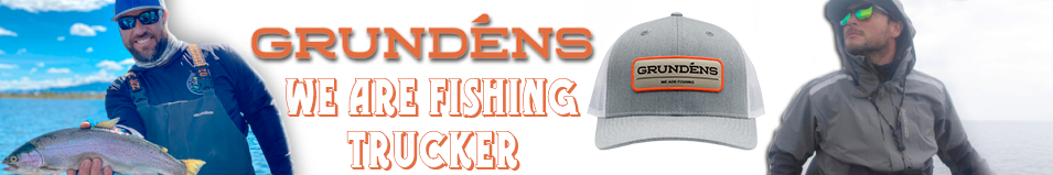 Grundens We Are Fishing Trucker, Heather Grey/White