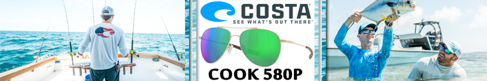 Costa Cook 580P Shiny Gold, Green Mirror 580P